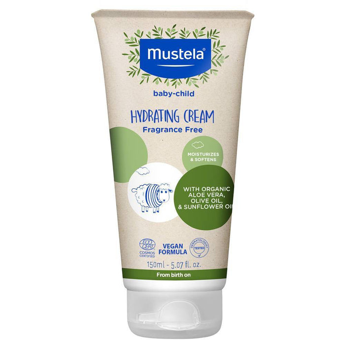 Mustela Organic Hydrating Cream with Olive Oil and Aloe - Fragrance Free - 5.07 fl oz