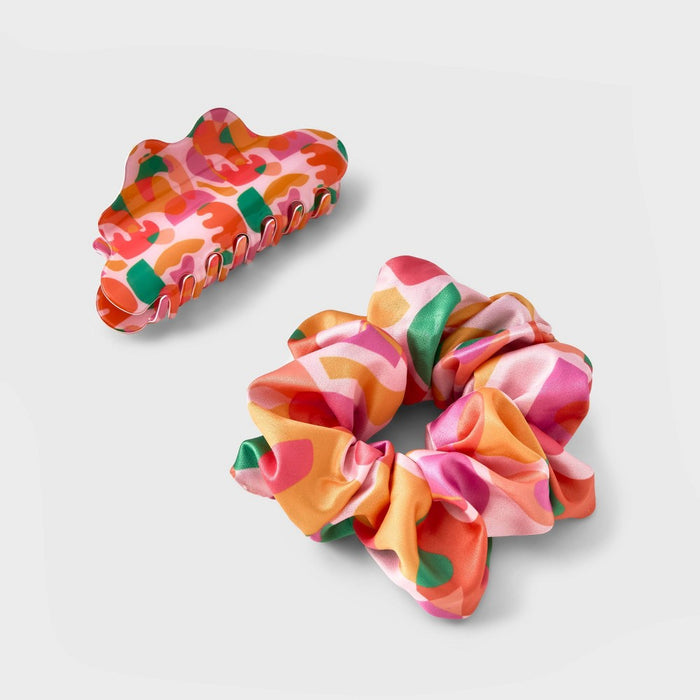 Girls' 2pk Claw Clip and Twister Set - art class Orange