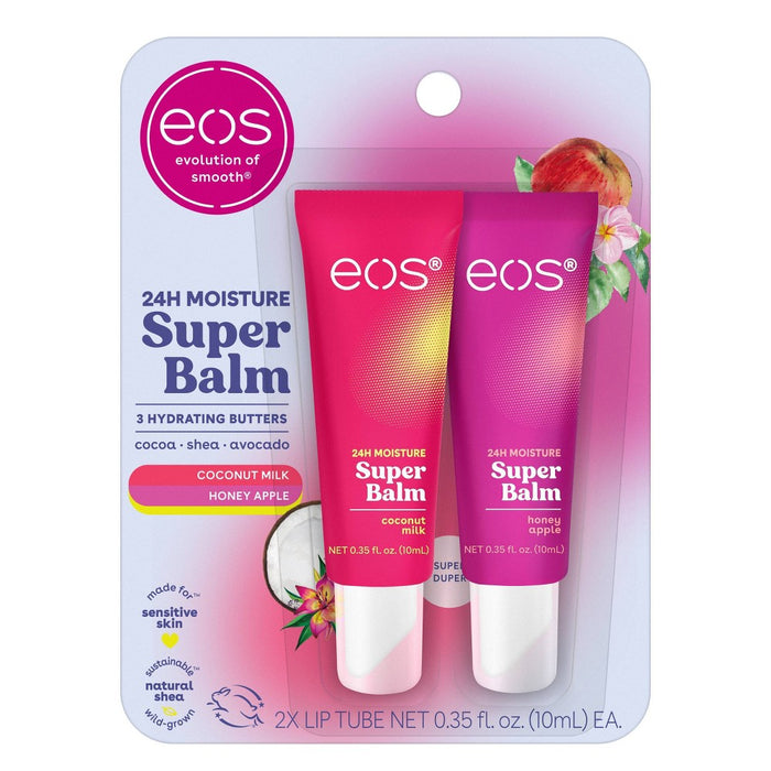 eos 24H Moisture Super Lip Balm - Coconut Milk & Honey Apple - 0.35 fl oz/2pk