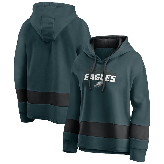 NFL Philadelphia Eagles Women's Halftime Adjustment Long Sleeve Fleece Hooded Sweatshirt - L