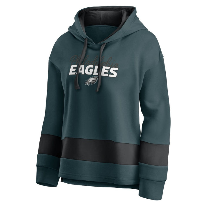 NFL Philadelphia Eagles Women's Halftime Adjustment Long Sleeve Fleece Hooded Sweatshirt - L