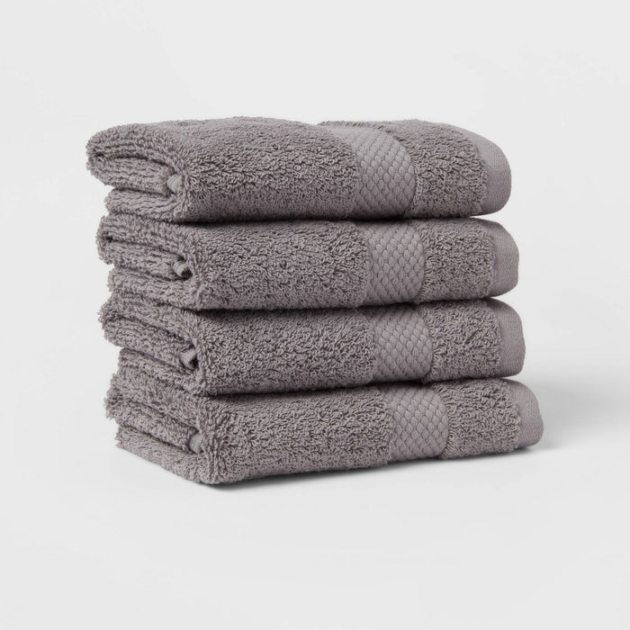 4pc Performance Plus Washcloths Dark Gray - Threshold
