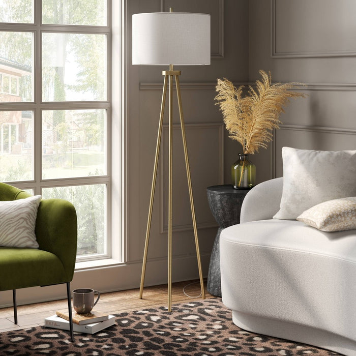 Ellis Tripod Floor Lamp Brass - Threshold
