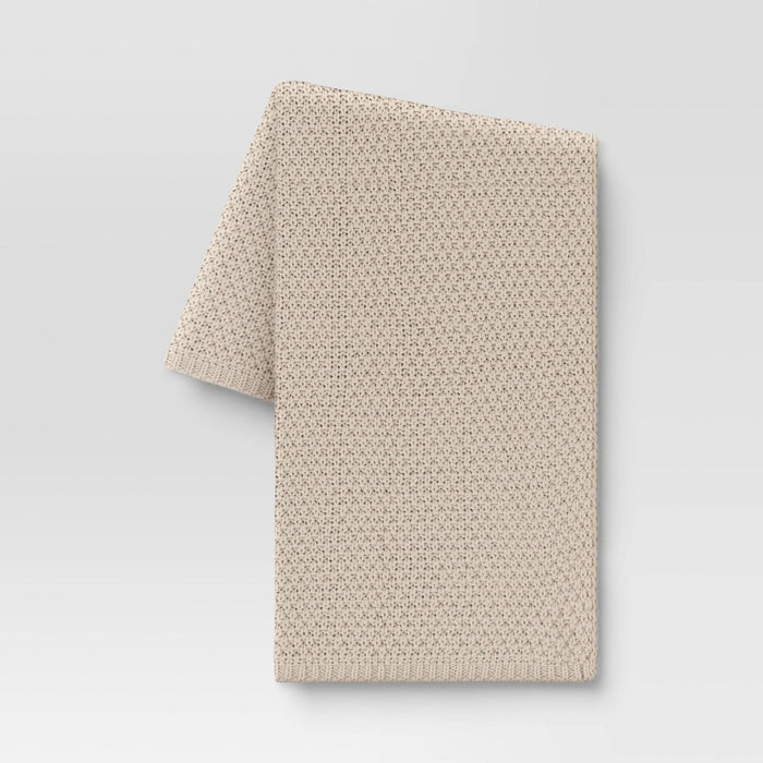 Oversized Recycled Knit Throw Blanket Off-White - Threshold