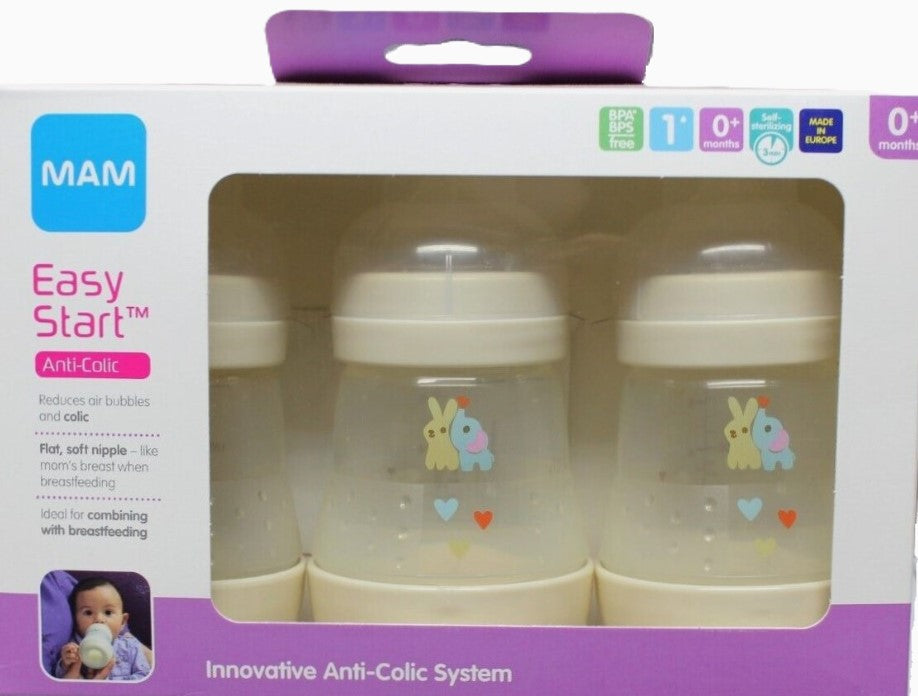MAM Easy Start Anti-Colic Baby Bottles 0m+ - 5oz/3pk - Unisex