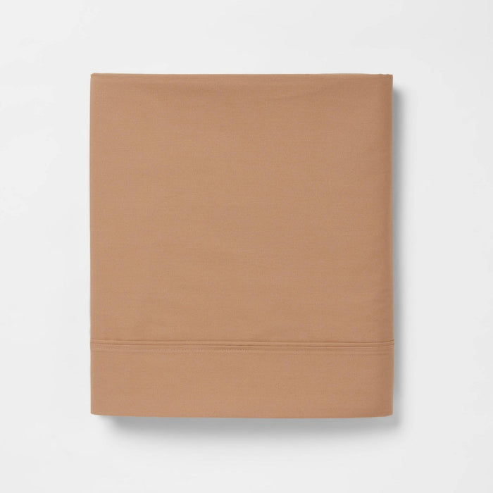 Queen 300 Thread Count Ultra Soft Flat Sheet Brown - Threshold