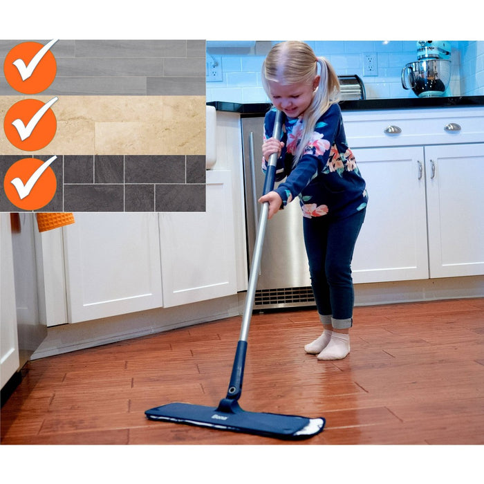 Bona Floor Mop Starter Kit - 2-in-1 Wet + Dry Floor Sweeping + Mopping - 1 Mop, 1 Reusable Sweeping Pad, 1 Reusable Mopping Pad