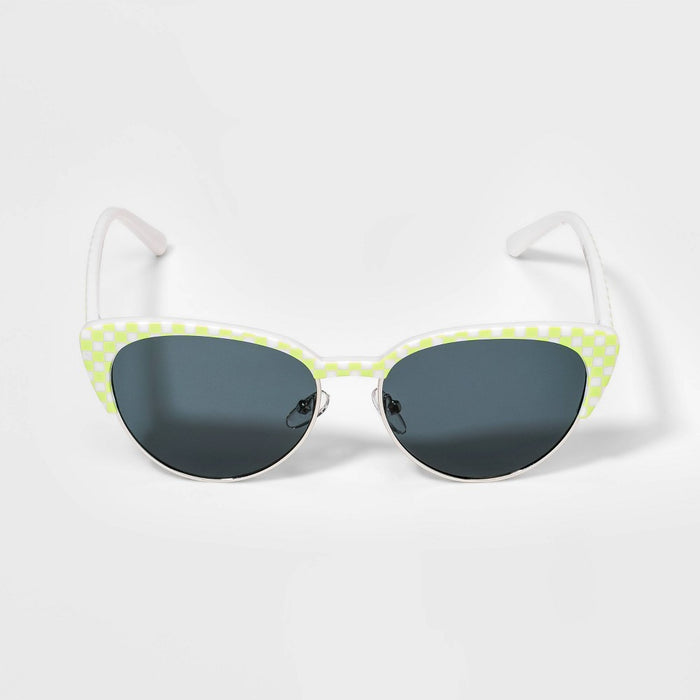 Kids' Cateye Sunglasses - art class Checkered Lime