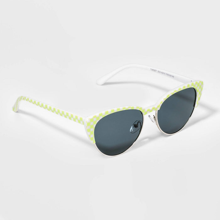 Kids' Cateye Sunglasses - art class Checkered Lime