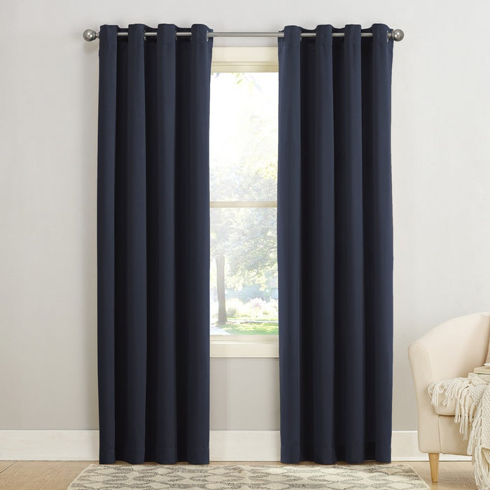 84"x54" Seymour Energy Efficient Grommet Room Darkening Curtain Panel Navy - Sun Zero