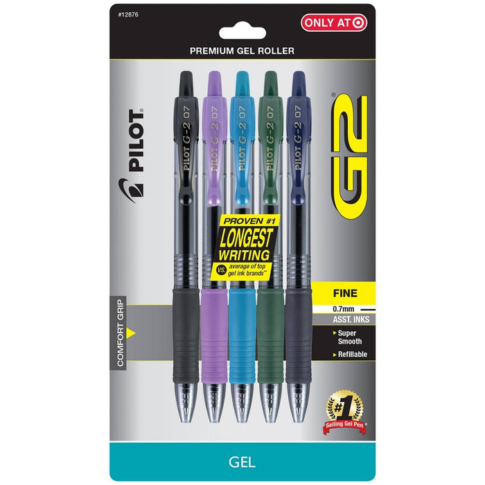 Pilot 5ct G2 Gel Pens Fine Point 0.7mm Assorted Inks
