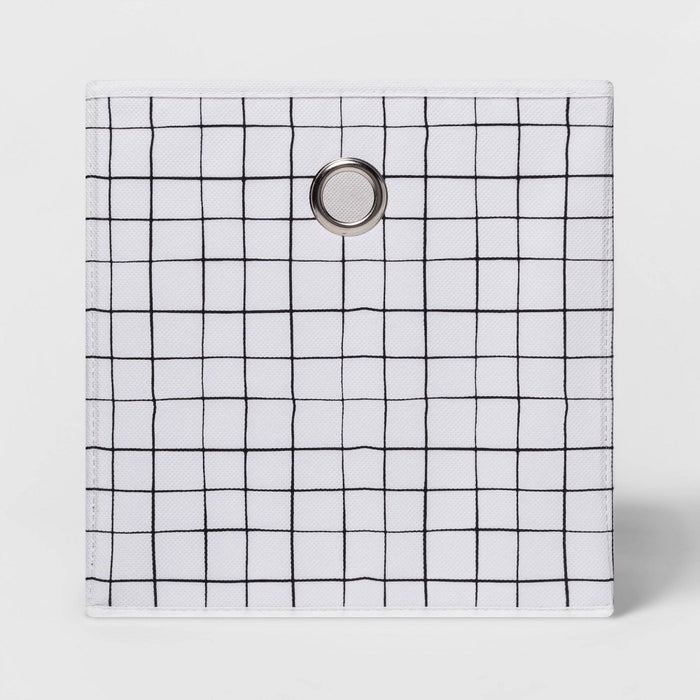 11" Fabric Cube Storage Bin White/Black - Room Essentials