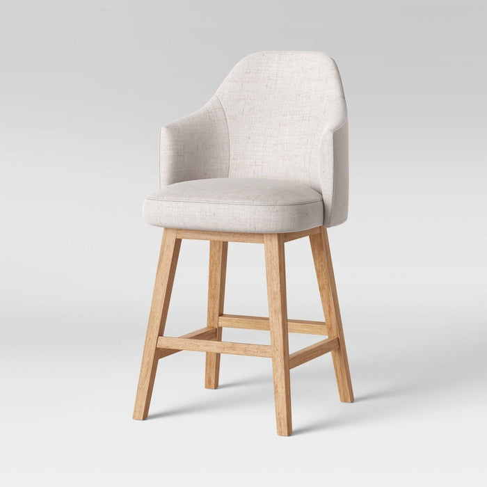 Kinston Swivel Curved Back Upholstered Counter Height Barstool Linen - Threshold (LOCAL PICKUP ONLY)