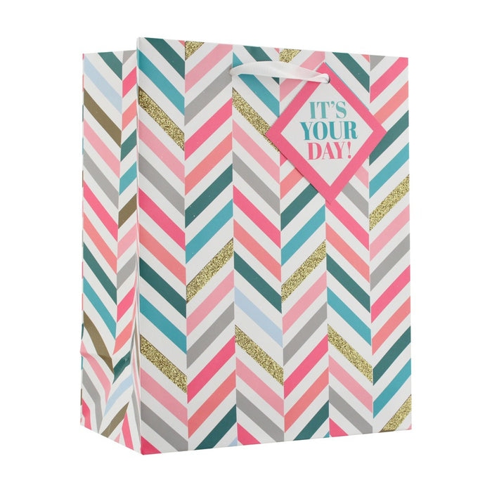 Small Glittered Chevron Gift Bag - Spritz