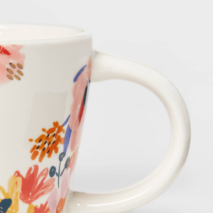 16oz Stoneware Monogram Floral Mug J - Opalhouse