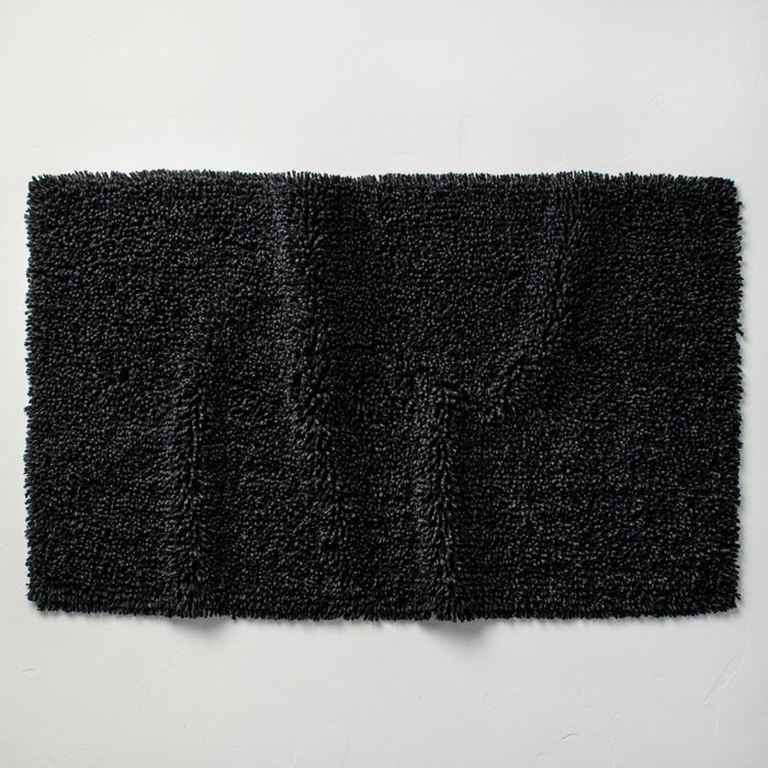 24"x40" Melange Looped Bath Rug Black - Casaluna