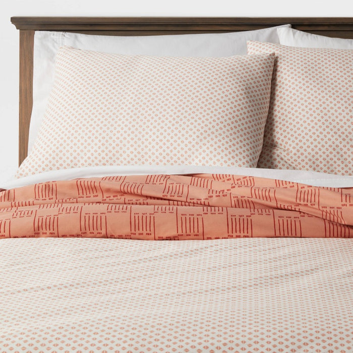 2pc Twin/Twin Extra Long Boho Reversible Printed Duvet Cover & Sham Set Bronze - Threshold