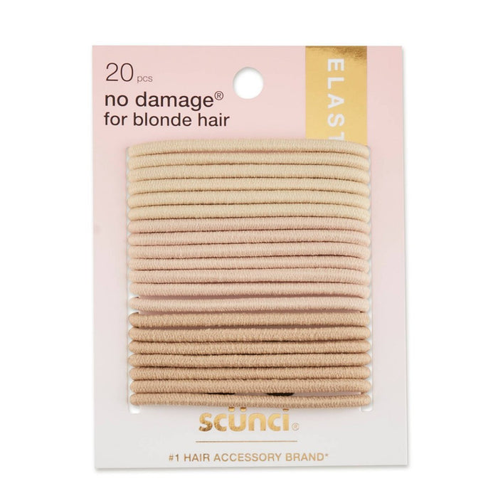 scunci No Damage Elastic Hair Ties - Blonde - 4mm/20ct