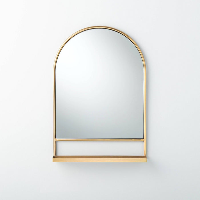 Arched Metal Frame Mirror with Shelf Brass Finish - Hearth & Hand with Magnolia (LOCAL PICKUP ONLY)