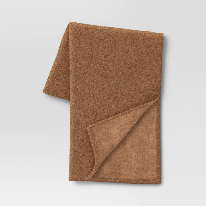 Teddy Boucle Throw Blanket Brown - Threshold