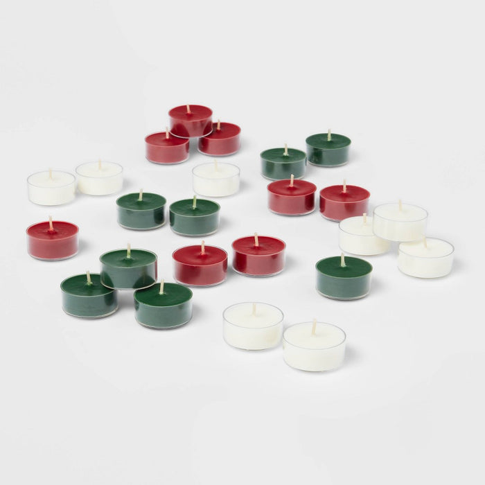 24pk Scented Tealights Candle Red/White/Green - Threshold