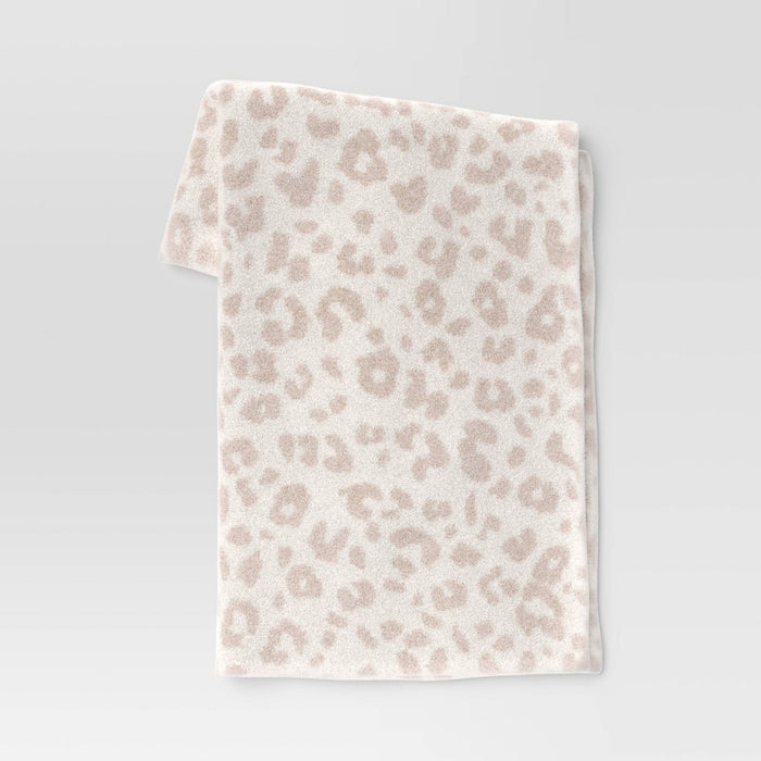 Cozy Feathery Knit Cheetah Throw Blanket Beige - Threshold