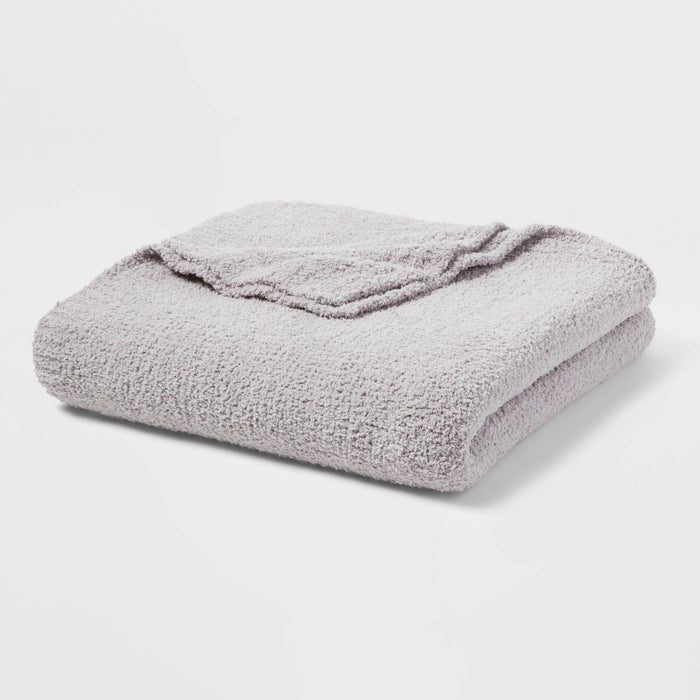 Twin/Twin XL Cozy Chenille Bed Blanket Gray - Threshold