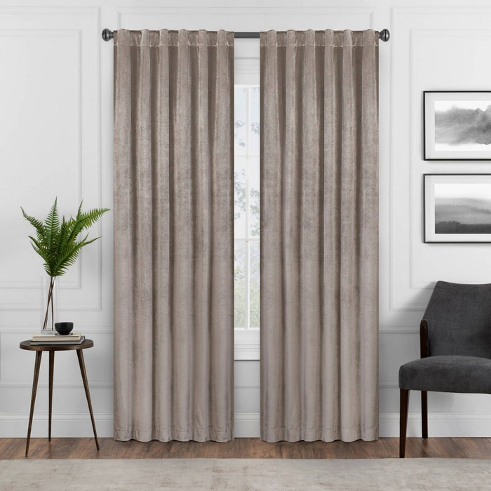 95"x50" Harper Velvet Absolute Zero Blackout Window Panel Brown - Eclipse
