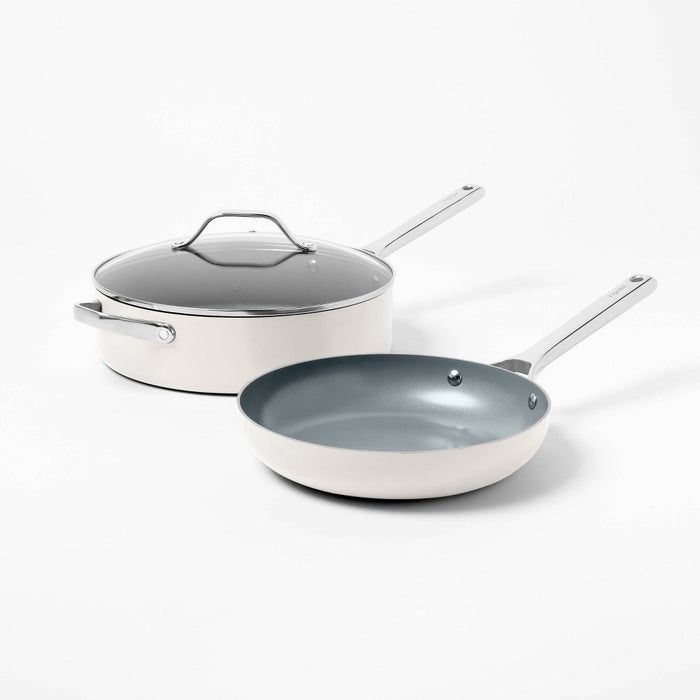 7pc Nonstick Ceramic Coated Aluminum Cookware Set Cream - Figmint (LOCAL PICKUP ONLY)