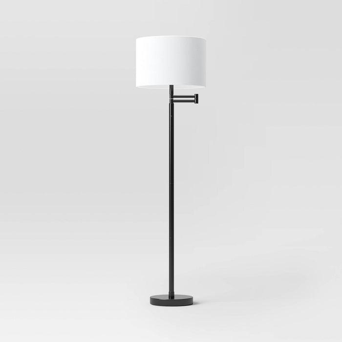 Metal Column Swing Arm Floor Lamp Black/White - Threshold (LOCAL PICKUP ONLY)