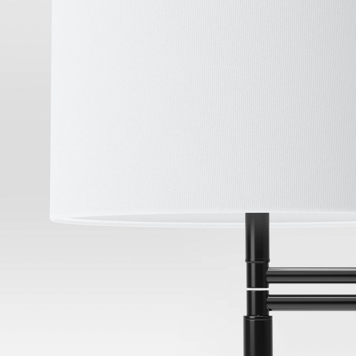 Metal Column Swing Arm Floor Lamp Black/White - Threshold (LOCAL PICKUP ONLY)