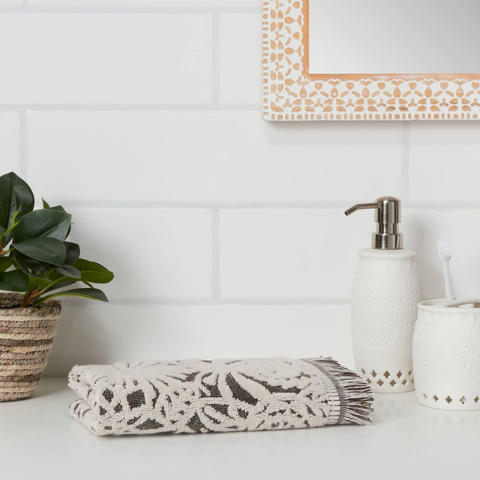 Allover Pattern Hand Towel Black/Khaki - Opalhouse