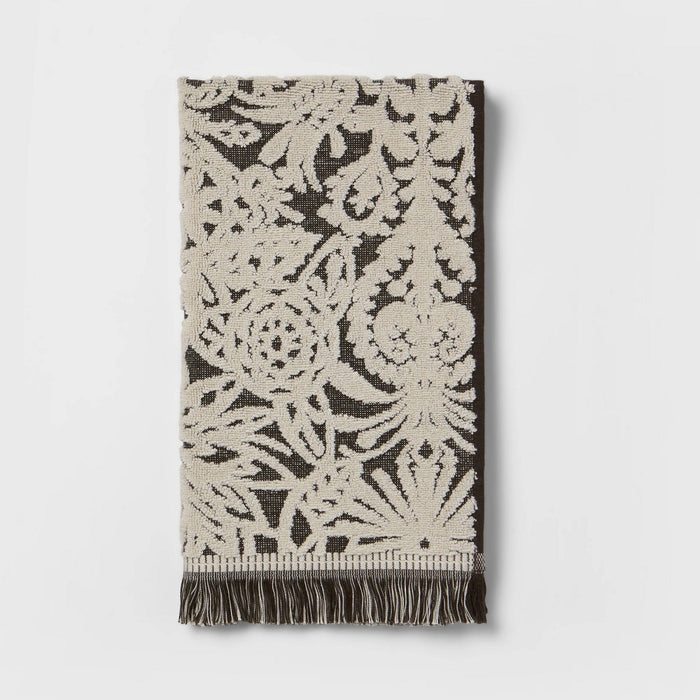 Allover Pattern Hand Towel Black/Khaki - Opalhouse