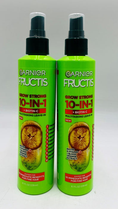 2 PACK Garnier Fructis Grow Strong Thickening 10-in-1 Hair Spray for Fine Hair