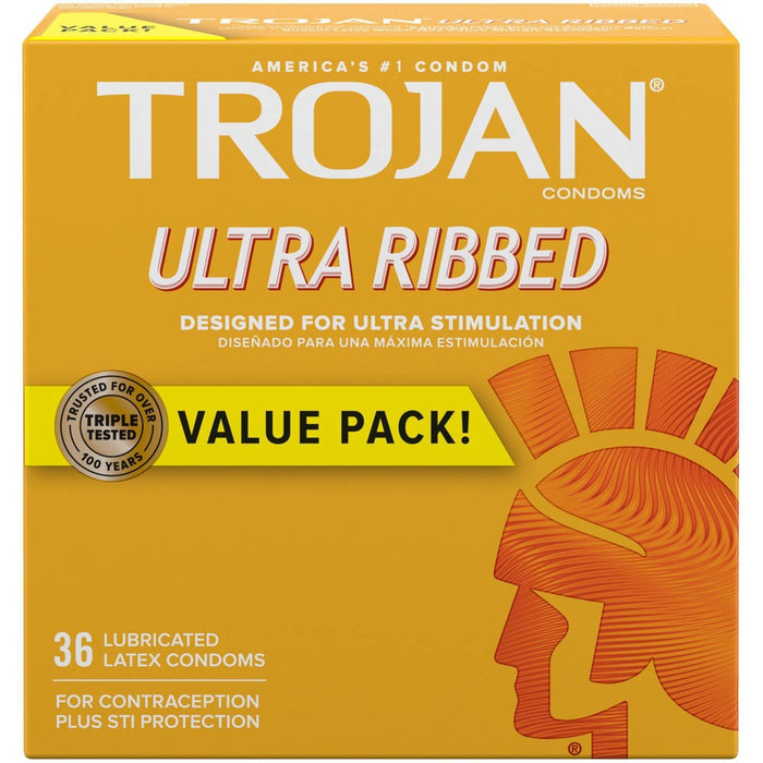Trojan Ultra Ribbed Premium Lube Condoms - 36ct - EXP: 07/01/2029