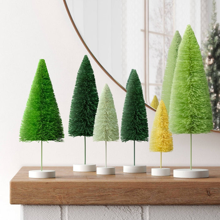 6pc Sisal Christmas Bottle Brush Tree Set - Wondershop Assorted Green