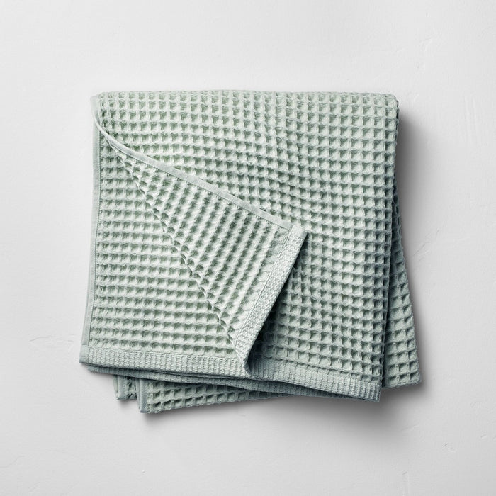 Decorative Waffle Bath Towel Chroma Teal Blue - Casaluna
