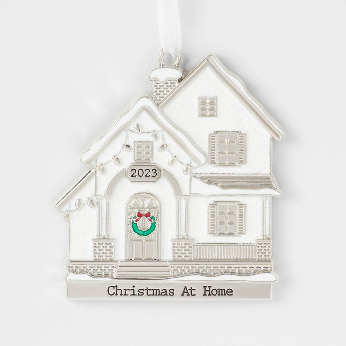 2023 'Christmas at Home' Metal House Christmas Tree Ornament Silver - Wondershop