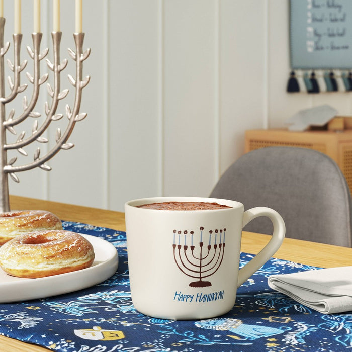 16.9oz Happy Hanukkah Menorah Mug Ivory - Threshold
