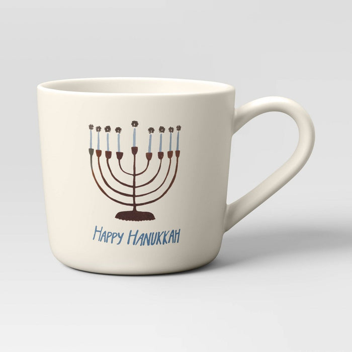 16.9oz Happy Hanukkah Menorah Mug Ivory - Threshold
