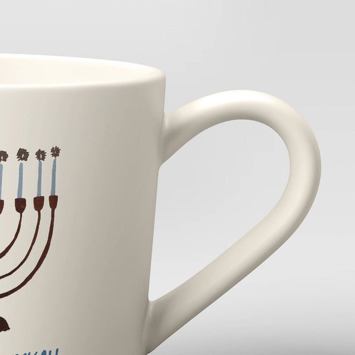 16.9oz Happy Hanukkah Menorah Mug Ivory - Threshold