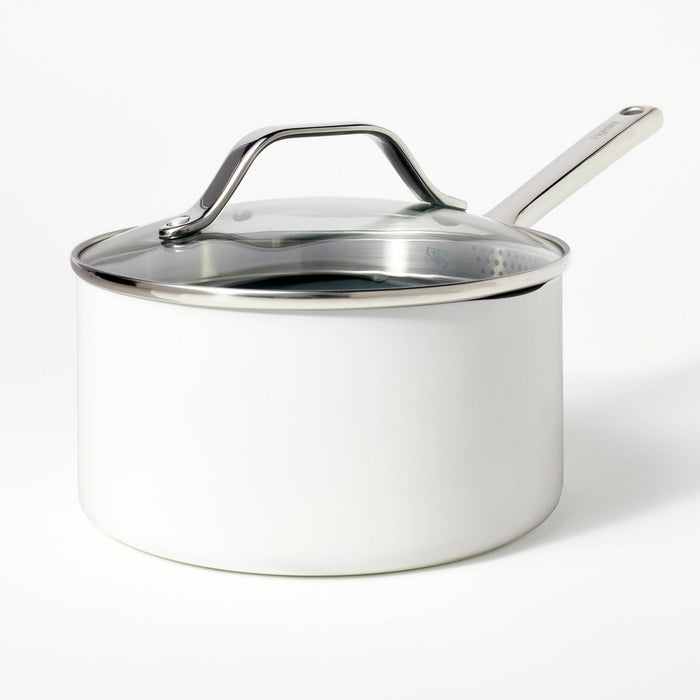 3qt Ceramic Nonstick Saucepan Cream - Figmint