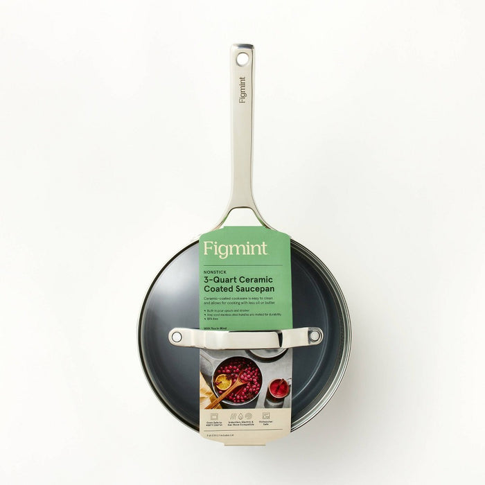3qt Ceramic Nonstick Saucepan Cream - Figmint
