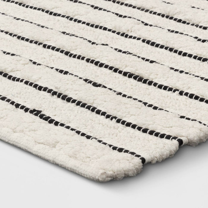 Striped Bath Rug White/Black - Opalhouse