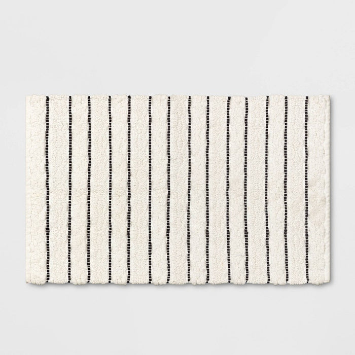 Striped Bath Rug White/Black - Opalhouse