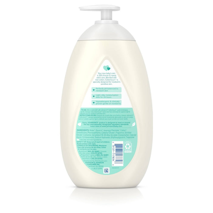 Johnson's CottonTouch Newborn Baby Face & Body Lotion, Hypoallergenic Moisturization for Skin - 27.1 fl oz