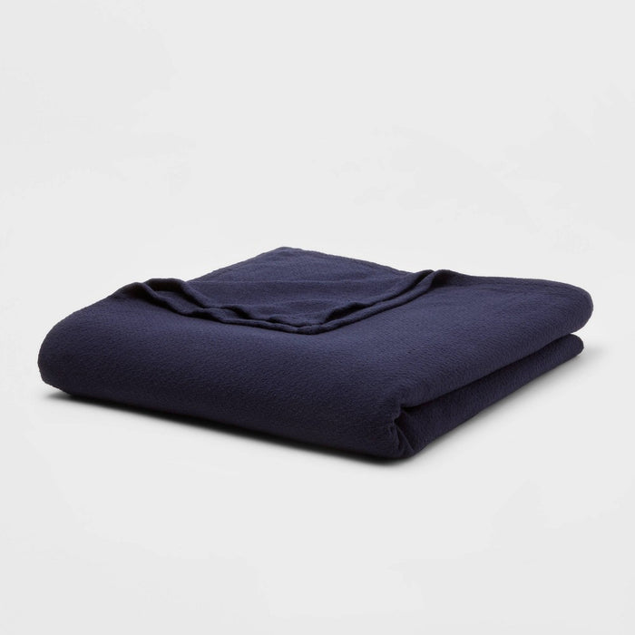 Full/Queen 100% Cotton Bed Blanket Navy - Threshold