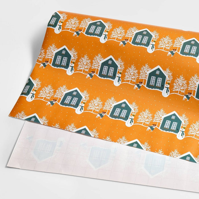 20 sq ft Snowman Gift Wrap Orange - Wondershop