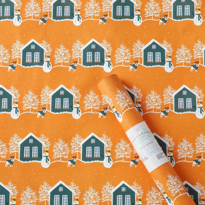 20 sq ft Snowman Gift Wrap Orange - Wondershop