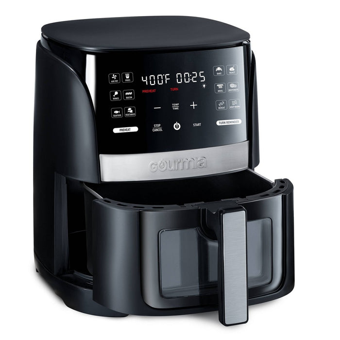 Gourmia 6-Qt Digital Window Air Fryer with 12 Presets & Guided Cooking Black